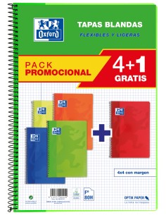 Pack 41 cuaderno espiral fº 80h 90g cuad4x4 c m colores tendencia tapa blanda